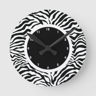 Reloj Redondo Mediano Raya blanco y negro de la cebra