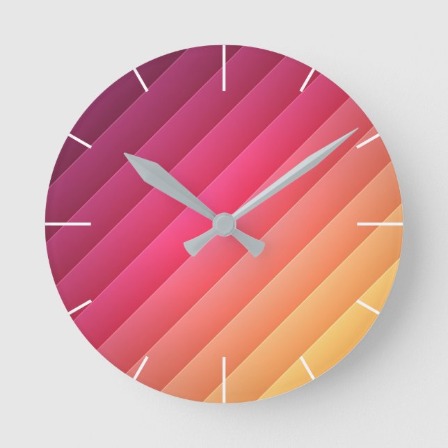 Reloj Redondo Mediano Rayado rosa y amarillo (Anverso)