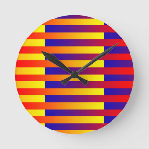 Reloj Redondo Mediano Rayas azules rojas amarillas