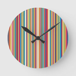 Reloj Redondo Mediano Rayas Coloridas Bonitas