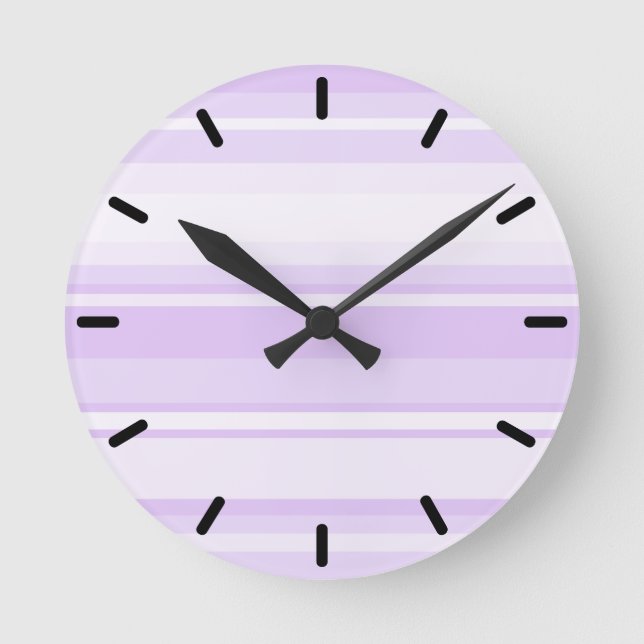 Reloj Redondo Mediano Rayas de lilac (Anverso)