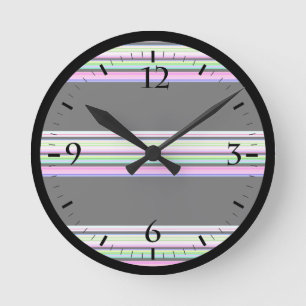 Reloj Redondo Mediano Rayas de neón coloridas lindas