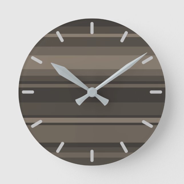 Reloj Redondo Mediano Rayas de taupe (Anverso)