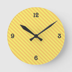 Reloj Redondo Mediano Rayas diagonales amarillas naranjas