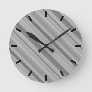 Reloj Redondo Mediano Rayas diagonales grises
