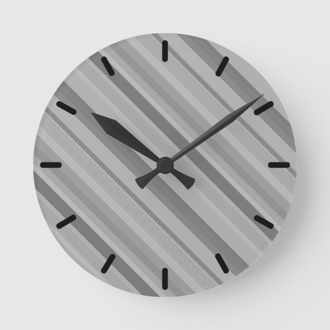 Reloj Redondo Mediano Rayas diagonales grises (Anverso)