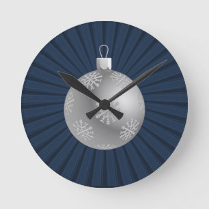 Reloj Redondo Mediano Rayas estriberas azul oscuro estriba ornamento rel