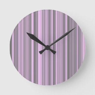 Reloj Redondo Mediano Rayas grises moradas