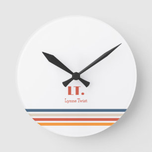 Reloj Redondo Mediano Rayas Horizontales Monograma