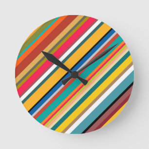 Reloj Redondo Mediano Rayas modernas de mediados del siglo