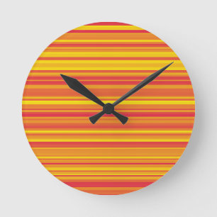 Reloj Redondo Mediano Rayas Naranjas Rojas Amarillas