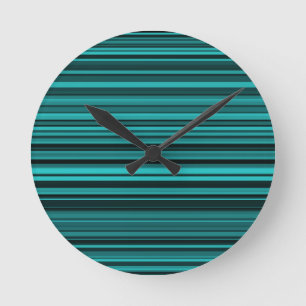 Reloj Redondo Mediano Rayas Negras Verde Azul