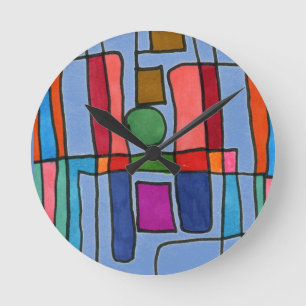 Reloj Redondo Mediano Rayas rectangulares calientes y frescas con acento