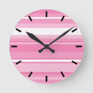 Reloj Redondo Mediano Rayas rosas