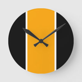Reloj Redondo Mediano Rayas verticales blancas blancas negras Naranja am