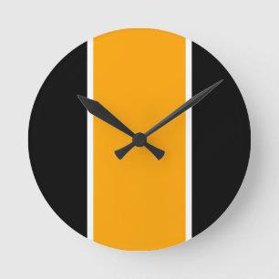 Reloj Redondo Mediano Rayas verticales blancas blancas negras Naranja am