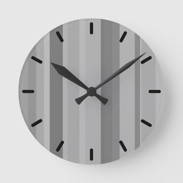 Reloj Redondo Mediano Rayas verticales grises (Anverso)
