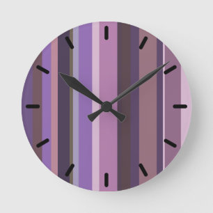 Reloj Redondo Mediano Rayas verticales malvas