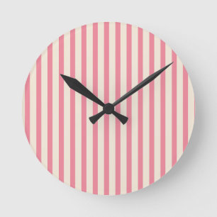 Reloj Redondo Mediano Rayas verticales rosadas y crema de circo vintage