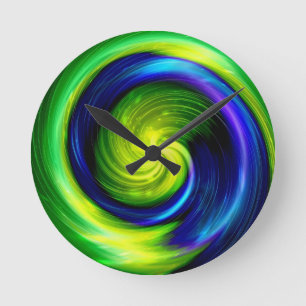 Reloj Redondo Mediano Rayo espiral colorido abstracto 7 borrosos