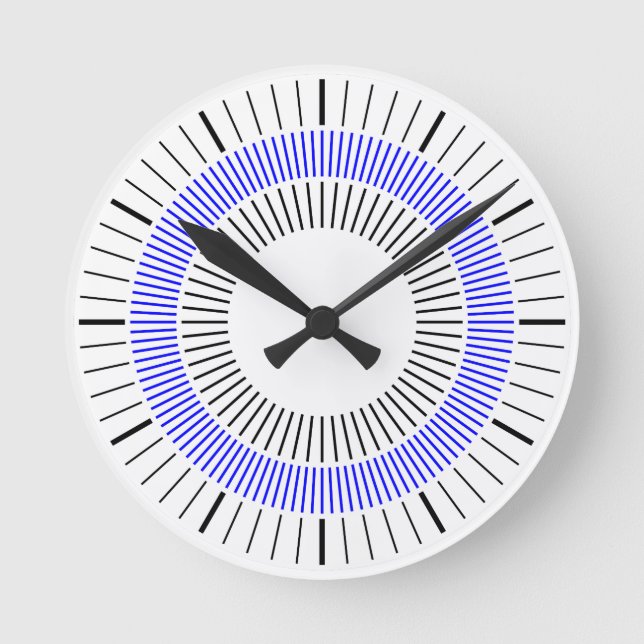 Reloj Redondo Mediano Rayos Concéntricos - Azul (Anverso)