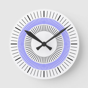 Reloj Redondo Mediano Rayos Concéntricos - Azul