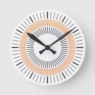 Reloj Redondo Mediano Rayos Concéntricos - Naranja