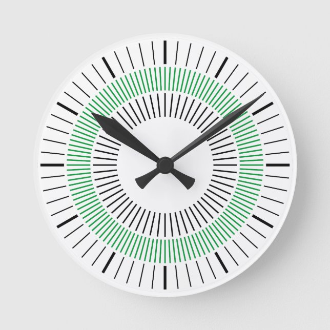 Reloj Redondo Mediano Rayos Concéntricos - Verde (Anverso)