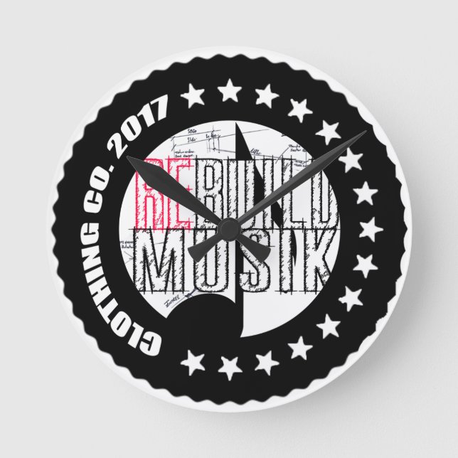 Reloj Redondo Mediano Re-Construir la compañía de ropa. (Anverso)