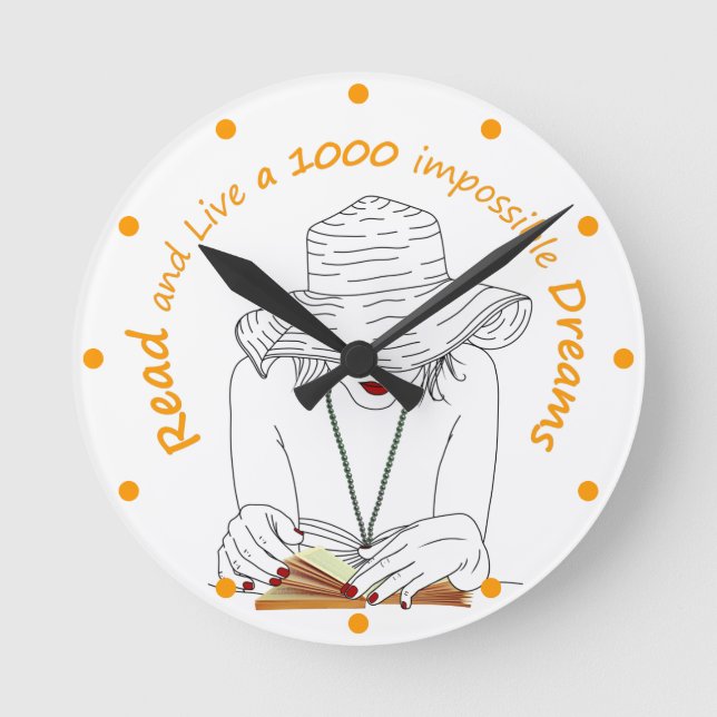 Reloj Redondo Mediano Read and Live a 1000 Impossible Dreams (Anverso)