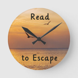 Reloj Redondo Mediano Read to Escape Wall Clock | Book Lover Quote