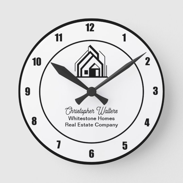 Reloj Redondo Mediano Real Estate Company Customized Realtor Logo (Anverso)