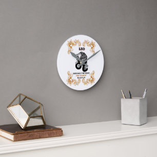 Reloj Redondo Mediano Realeza Leo Zodiaco Acepta el Rugido del Element