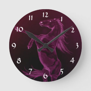 Reloj Redondo Mediano Rearing purple friesian horse Clock