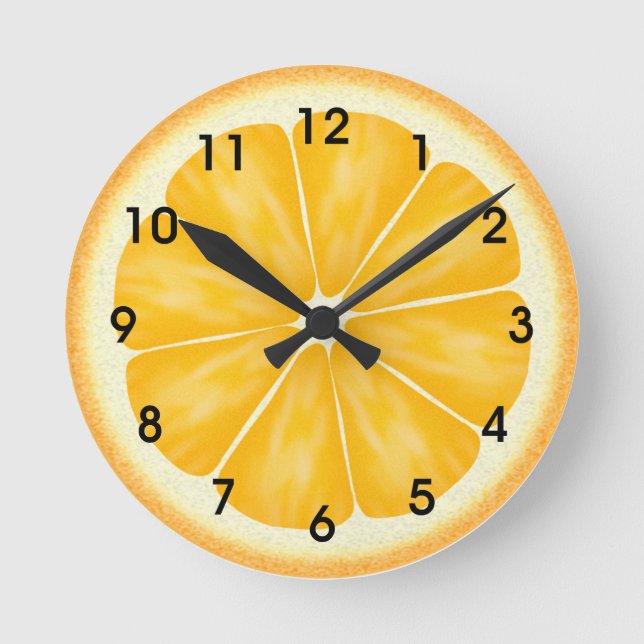 Reloj Redondo Mediano Rebanada De Frutas De Citrus naranja (Anverso)