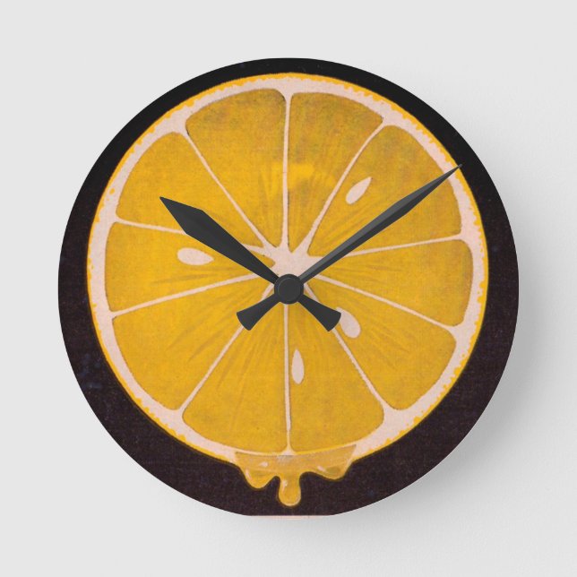 Reloj Redondo Mediano rebanada de limón amarillo brillante (Anverso)