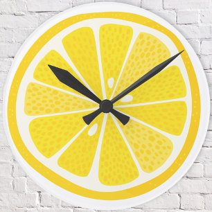 Reloj Redondo Mediano Rebanada de limón cítrico divertida