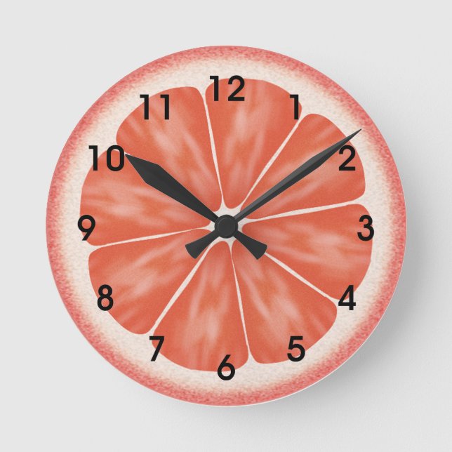 Reloj Redondo Mediano Rebanada de los agrios del pomelo rosado (Anverso)