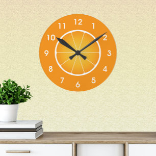 Reloj Redondo Mediano Rebanada de naranja jugosa y fresca con números