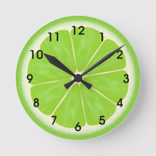 Reloj Redondo Mediano Rebanada verde de los agrios de la cal