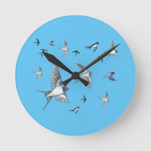 Reloj Redondo Mediano Rebaño de aves tragaperras que vuelan