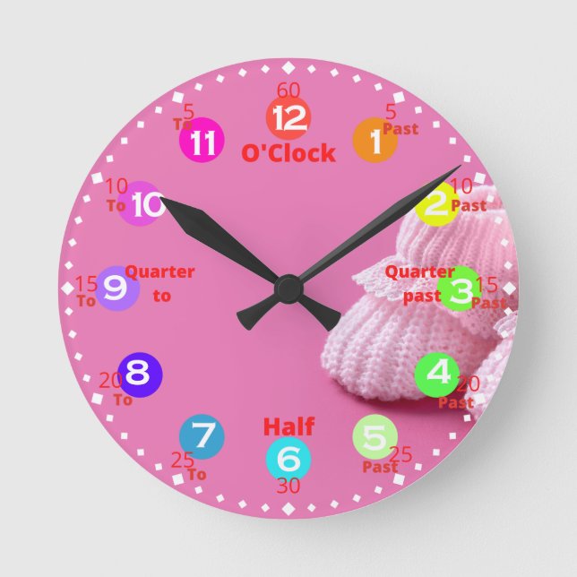 Reloj Redondo Mediano Recortar el tiempo de aprendizaje de rosca (Anverso)