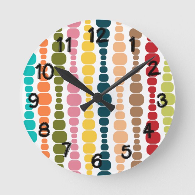 Reloj Redondo Mediano Rectángulos modernos (Anverso)