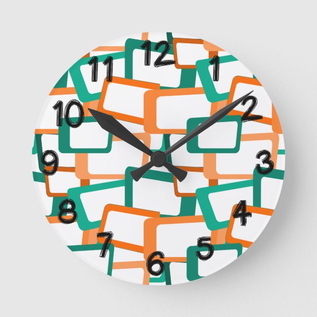 Reloj Redondo Mediano Rectángulos modernos de mediados del siglo (Anverso)