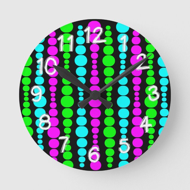 Reloj Redondo Mediano Rectángulos Neon Modern  (Anverso)