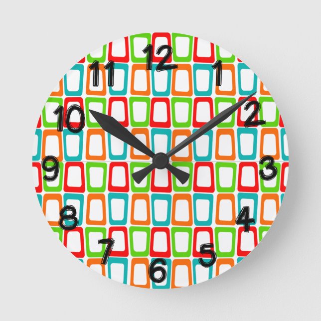 Reloj Redondo Mediano Rectángulos pequeños sesgados (Anverso)