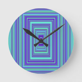 Reloj Redondo Mediano Rectángulos verdes morados azules arte geométrico