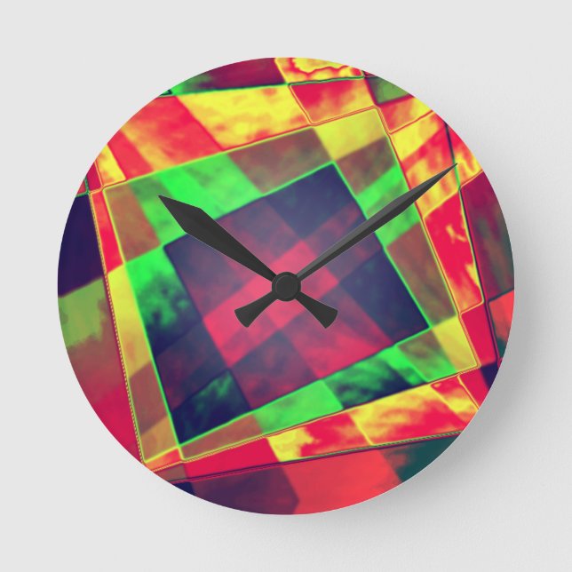 Reloj Redondo Mediano Rectáreas inclinadas y deshilachadas que se solapa (Anverso)