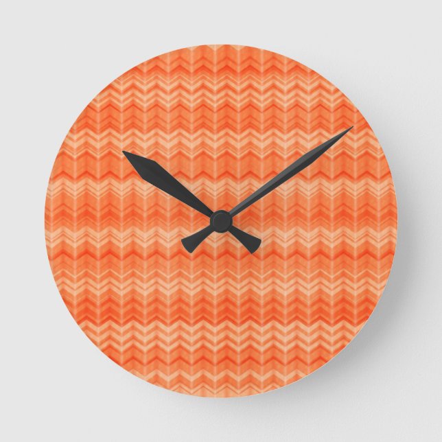 Reloj Redondo Mediano Red abstract zigzag textile pattern (Anverso)