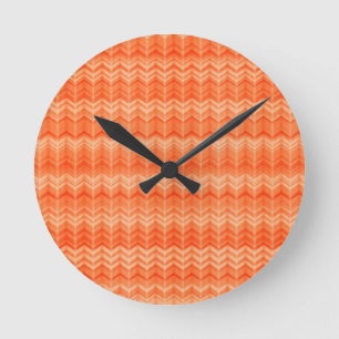 Reloj Redondo Mediano Red abstract zigzag textile pattern